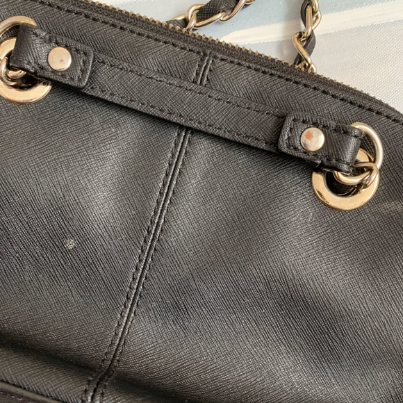 DKNY 2014 Crossbody Goldtone Black Leather Purse - Picture 10 of 16